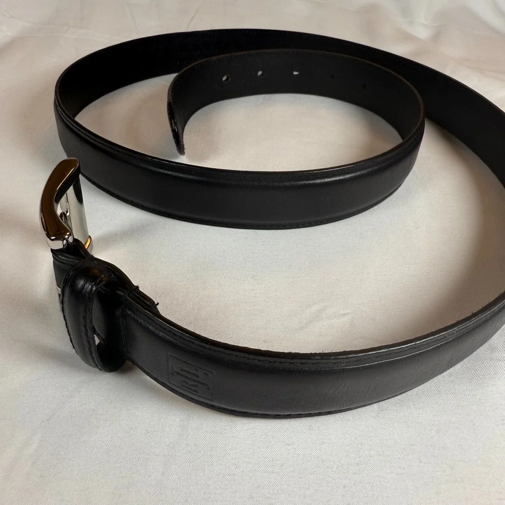 Vintage Lauren Ralph Lauren‎ Mens Leather Belt Black Size 42/105 Embossed Logo